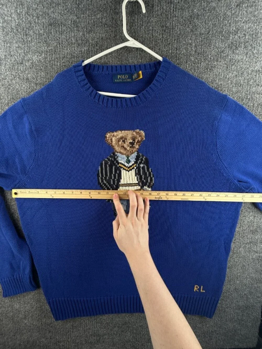 Polo Ralph Lauren Bear Cotton Sweater Blue 2XL QR Knit Pullover Preppy Drip